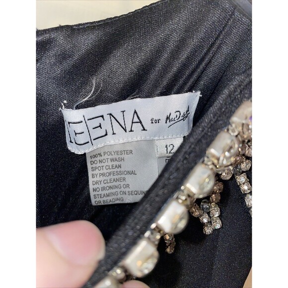 Ieena For Macduggal High Neck Gown Size 12 Black Faux Jewels Going Out Party NWT - Picture 4 of 14